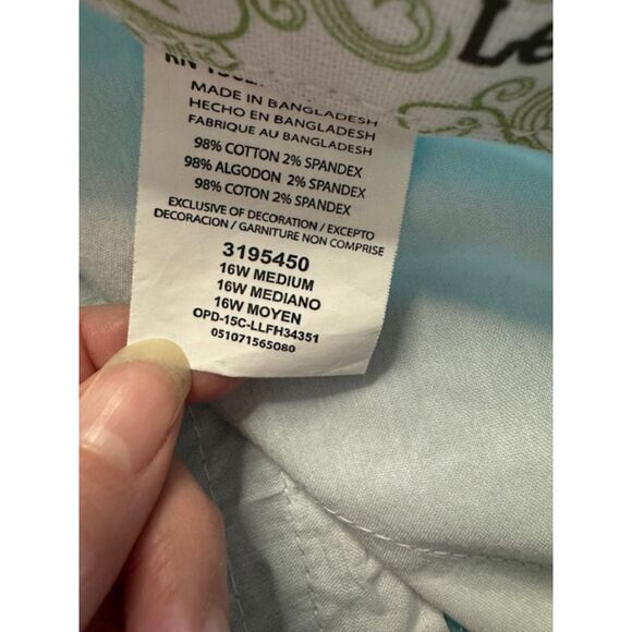 Lee Confort Stretch Waistband Teal Capris with faux pocket on back Size 16W NWOT - Picture 9 of 9